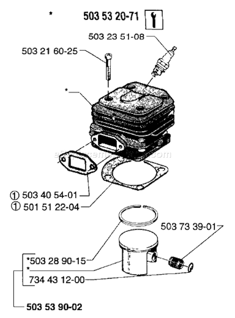 Page H Diagram and Parts List for 61 1997-01 Husqvarna Chainsaw