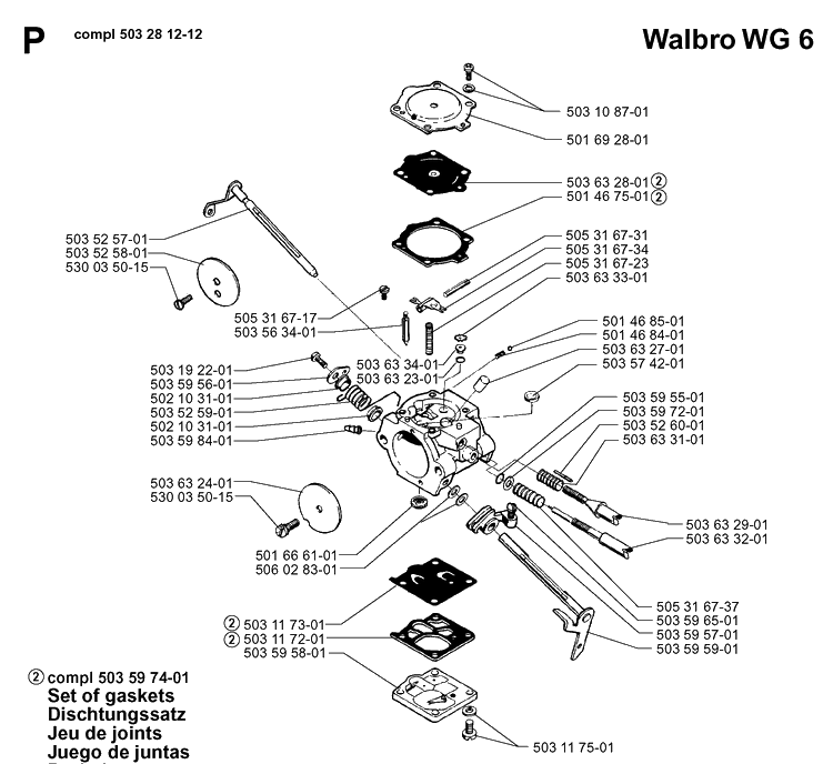 Carburetor Details Diagram and Parts List for 3120 19960100001-19980900000 Husqvarna Chainsaw