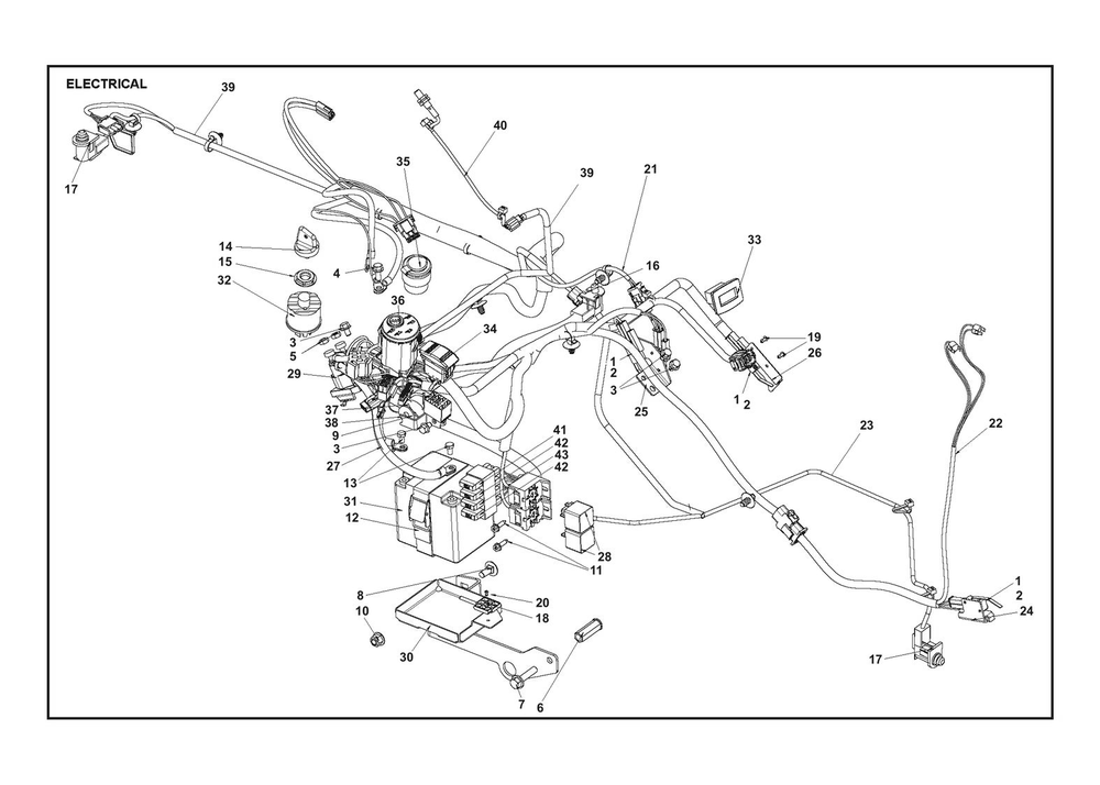 Electrical Diagram and Parts List for RC318T 2023 Husqvarna Lawn Tractor