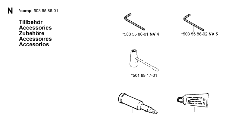 Accessories Diagram and Parts List for 254 20013500001-Current Husqvarna Chainsaw