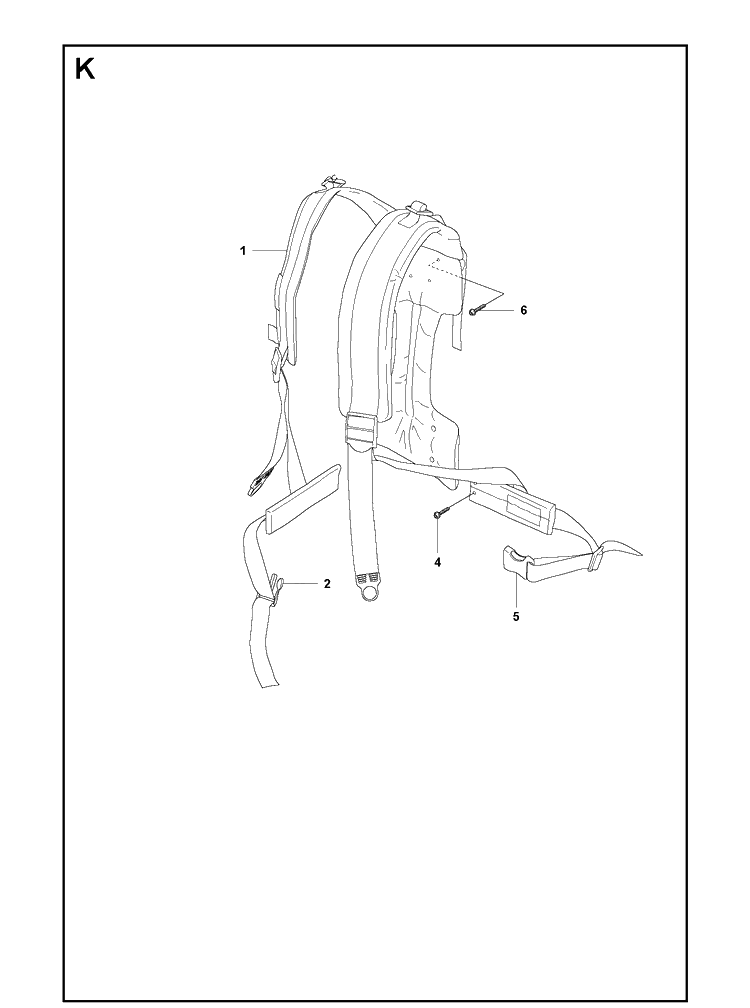 Harness Diagram and Parts List for 356BF  Husqvarna Leaf Blower / Vacuum