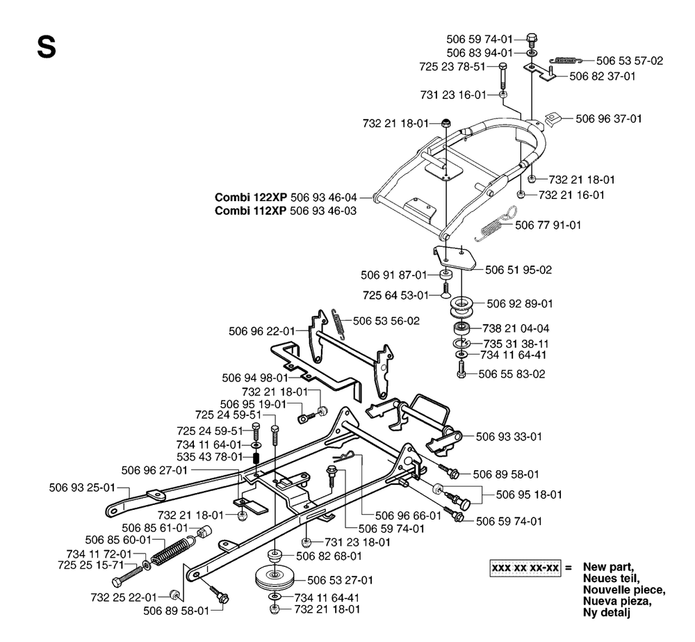 Frame Diagram and Parts List for PF21 (965097001)(2007-03) Husqvarna Lawn Tractor