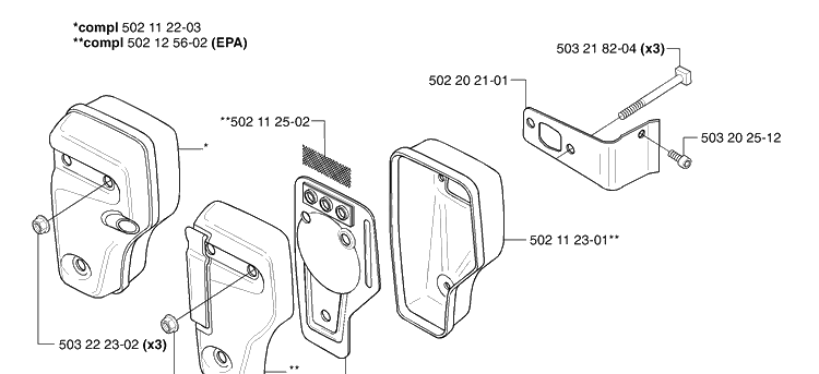 Muffler Diagram and Parts List for 240 2002-08 Husqvarna Brush Cutter