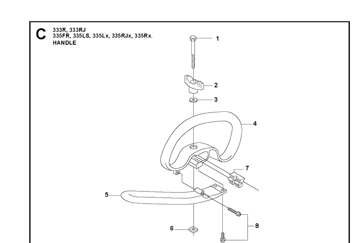 Handle 3 Diagram and Parts List for 335FR  Husqvarna Brush Cutter