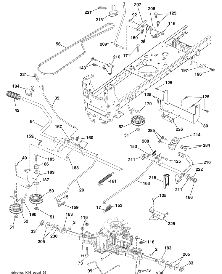 Drive Diagram and Parts List for 2246LS (96043006300)(2008-11) Husqvarna Lawn Mower