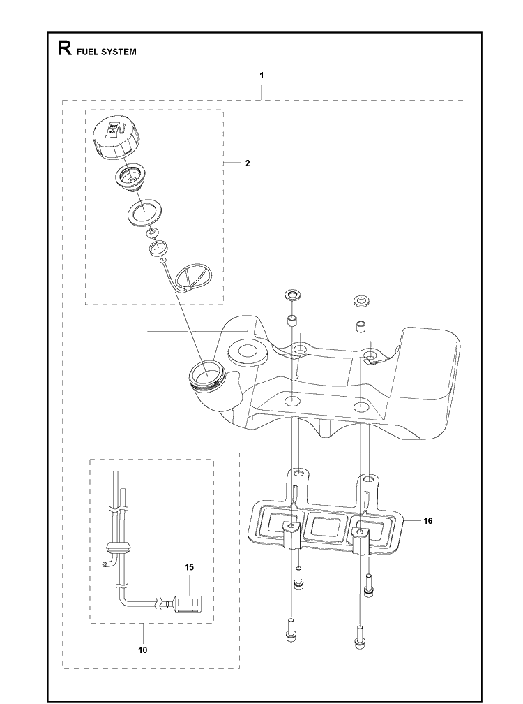 Fuel System Diagram and Parts List for 331R  Husqvarna Edger