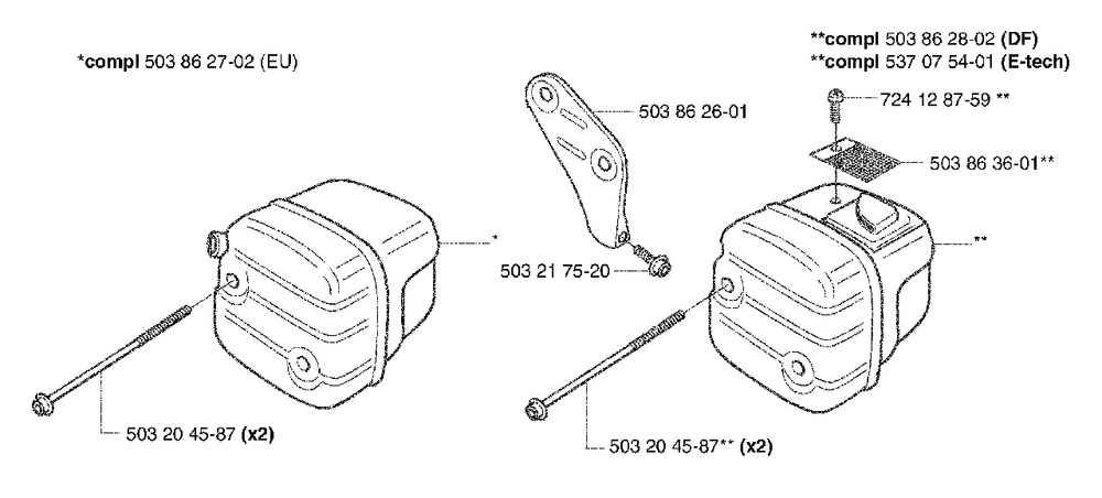 Muffler Diagram and Parts List for 353EPA 2002-09 Husqvarna Chainsaw
