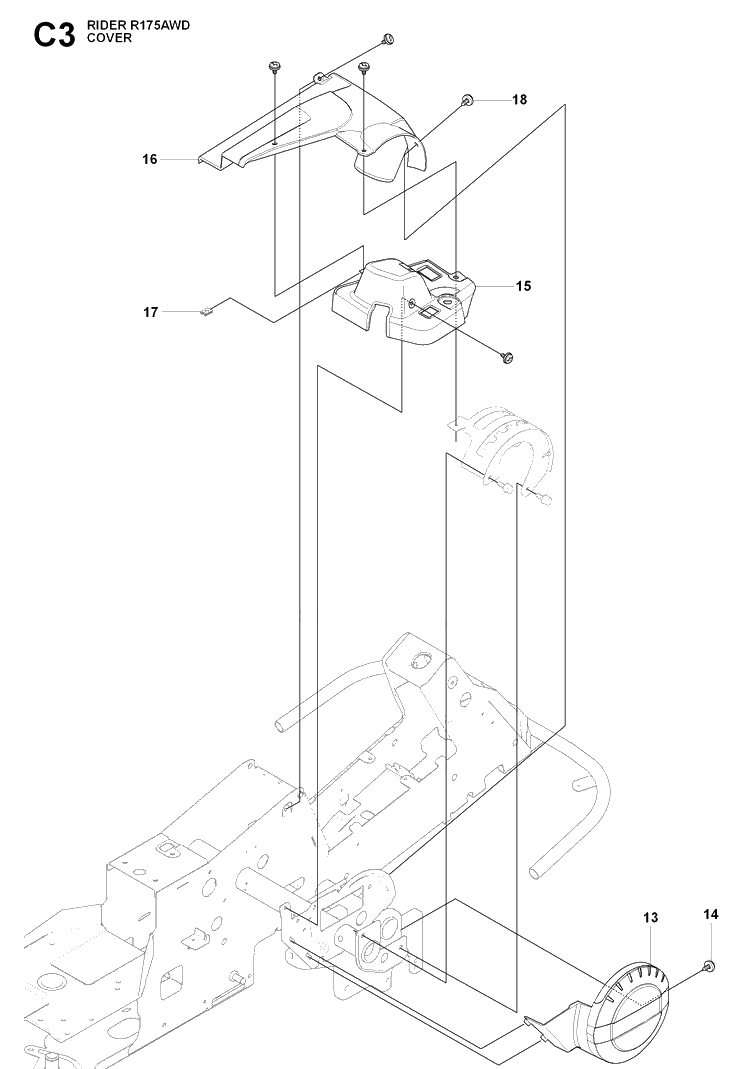 Cover 2 Diagram and Parts List for RIDER175AWD (965105001)(2009-04) Husqvarna Lawn Mower