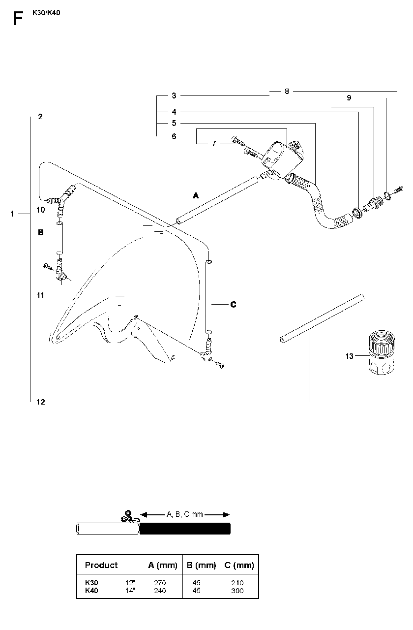 Hose Diagram and Parts List for K40 2007-01 Husqvarna Circular Saw