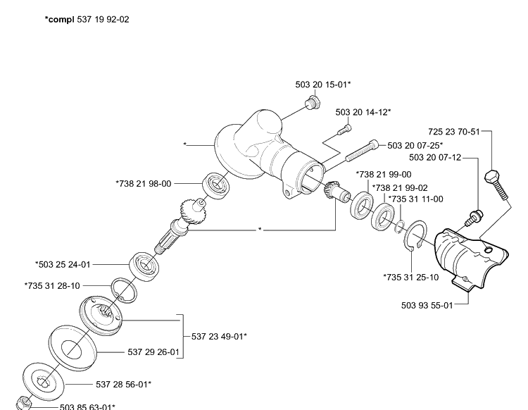 Gear Head Diagram and Parts List for 323L 2006-04 Husqvarna Trimmer
