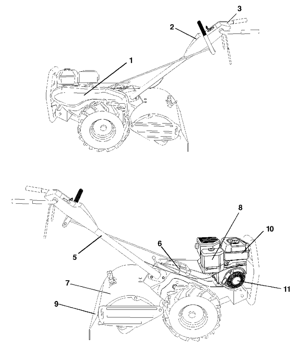 Decals Diagram and Parts List for 650CRT (954328030-B)(2001-11) Husqvarna Tiller