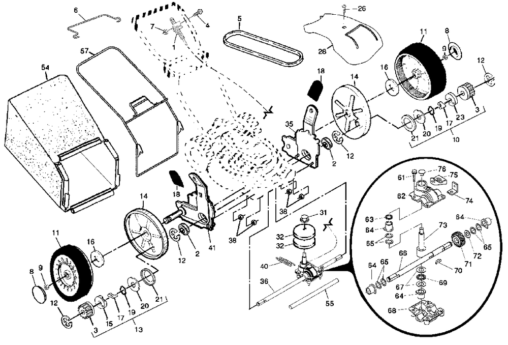 Walk Mower 5521ch A Repair Parts (B) Diagram and Parts List for 5521CH (954223234-A)(2003-06) Husqvarna Lawn Mower