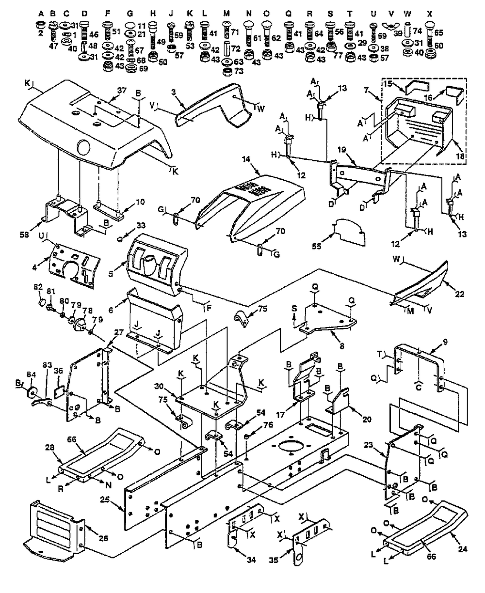 Chassis And Enclosures Diagram and Parts List for YT160 (954000582-A)(1993-01) Husqvarna Lawn Tractor