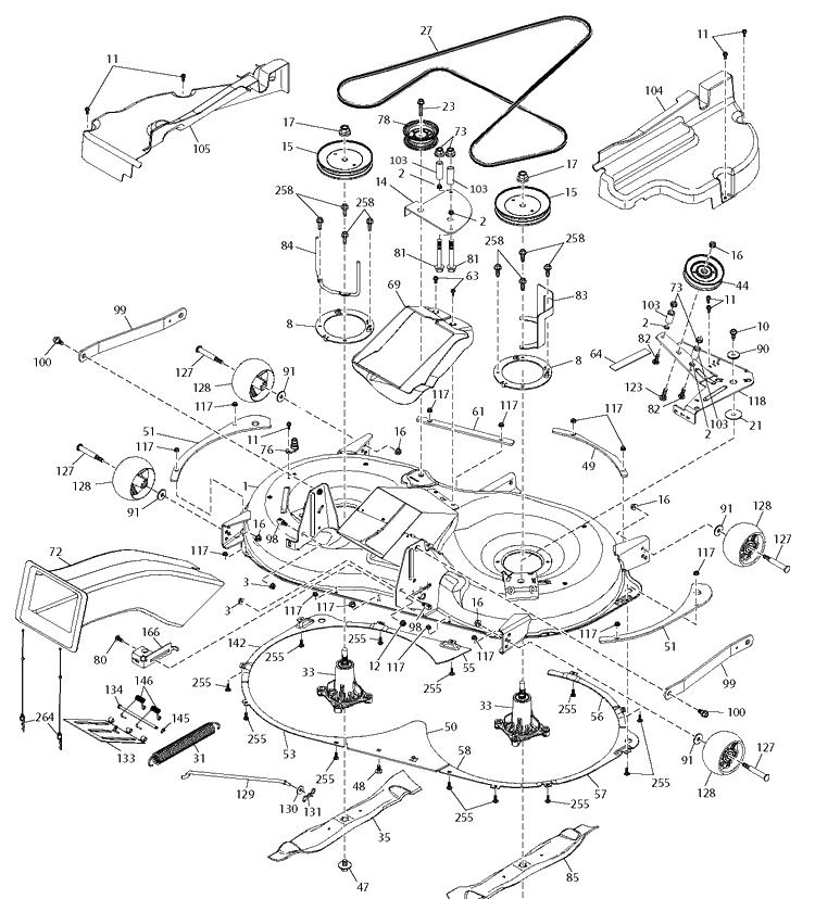 Mower Deck / Cutting Deck Diagram and Parts List for TC242TX  Husqvarna Lawn Tractor