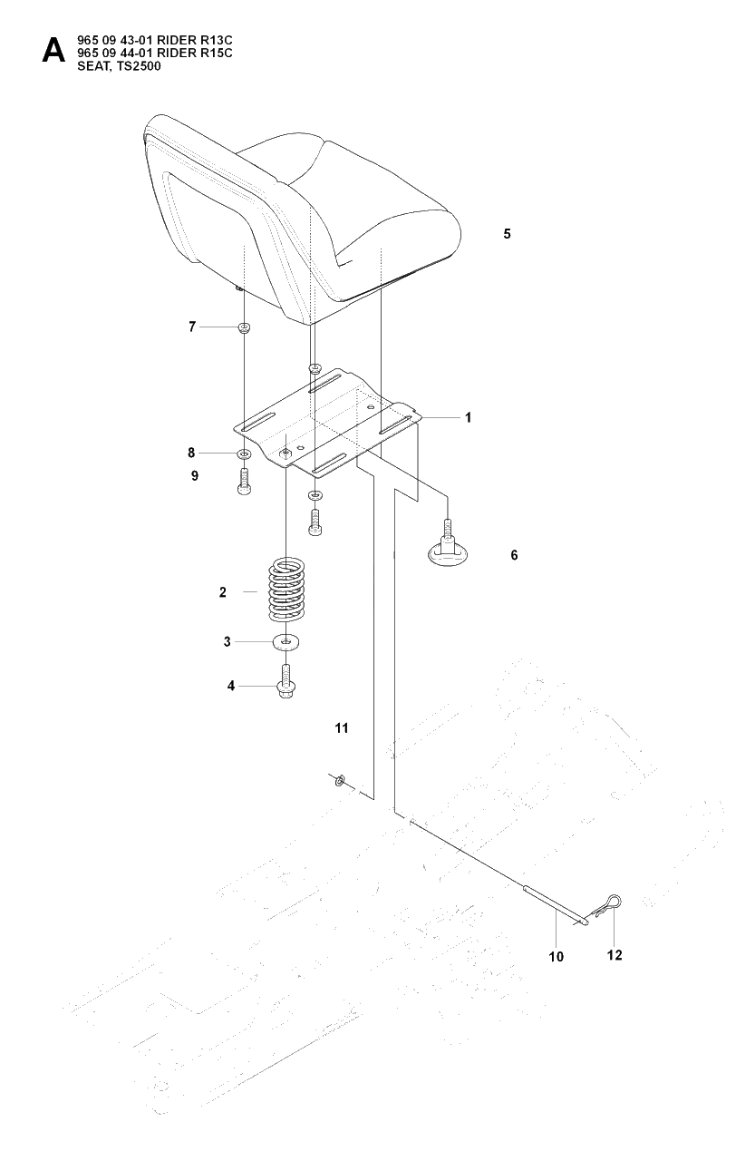 Seat Diagram and Parts List for R13C (965094301)(2007-01) Husqvarna Lawn Tractor