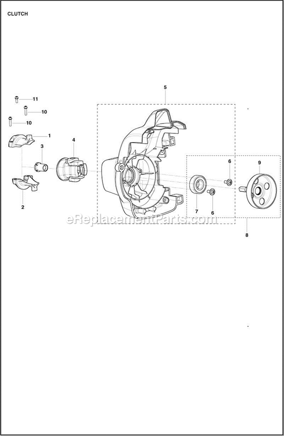 Clutch Diagram and Parts List for 130C  Husqvarna Trimmer