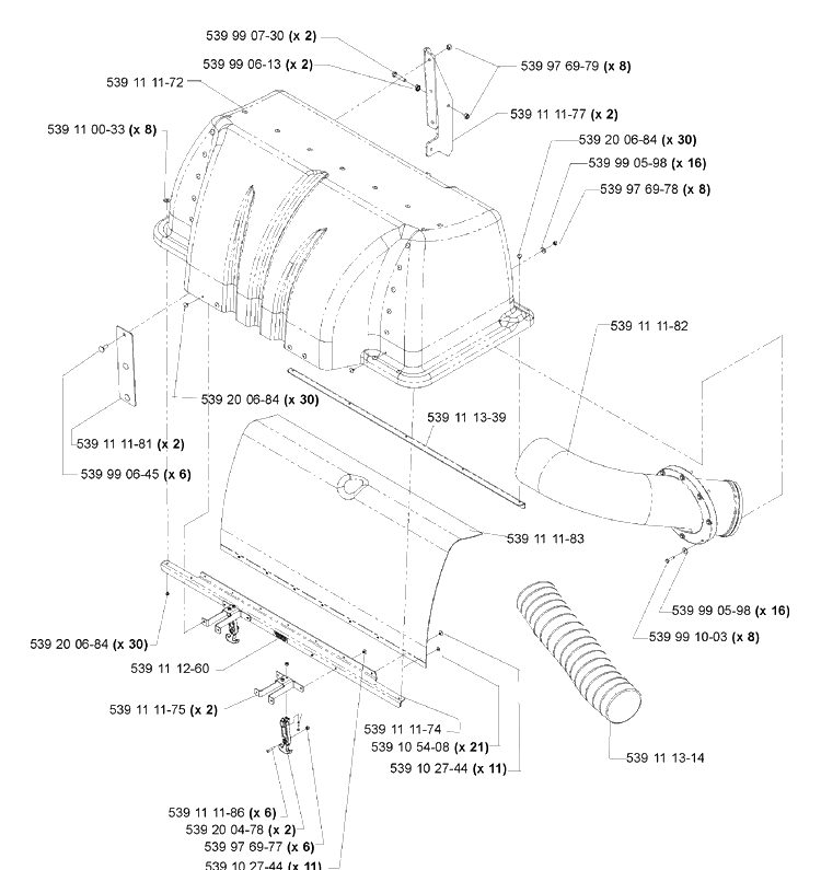 Accessories (Collection System Hood Assembly) Diagram and Parts List for IZ4217 (968999254)(2005-03) Husqvarna Lawn Mower