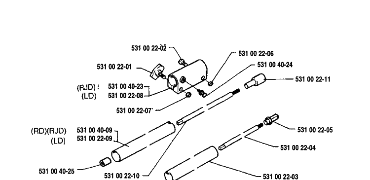 Tube Assembly Diagram and Parts List for 125L 1992-01 Husqvarna Trimmer