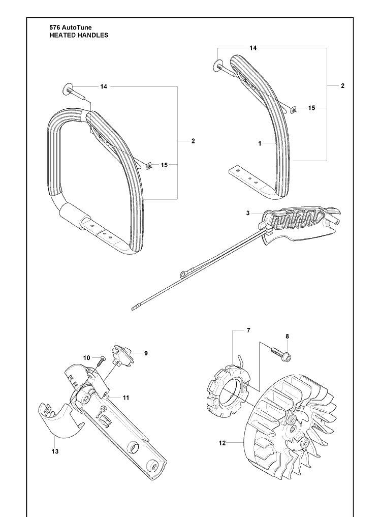 Heated Handles Diagram and Parts List for 576XP 2010-03 Husqvarna Chainsaw