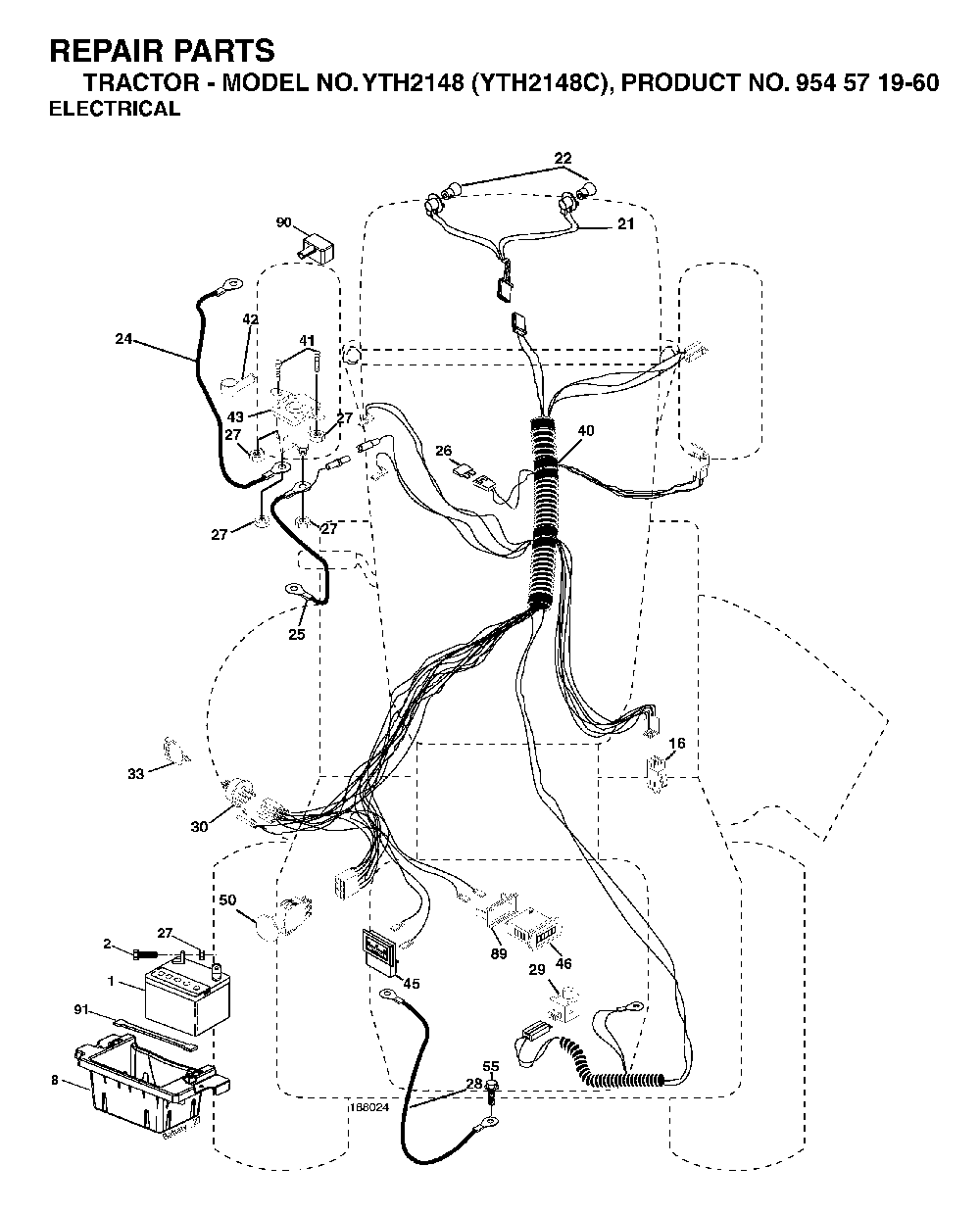 Electrical Diagram and Parts List for YTH2148C (954571960)(2004-03) Husqvarna Lawn Tractor