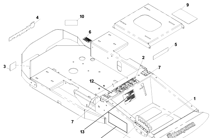 Decal Placement Diagram and Parts List for CZ4817KOA (968999220)(2002-11) Husqvarna Lawn Mower