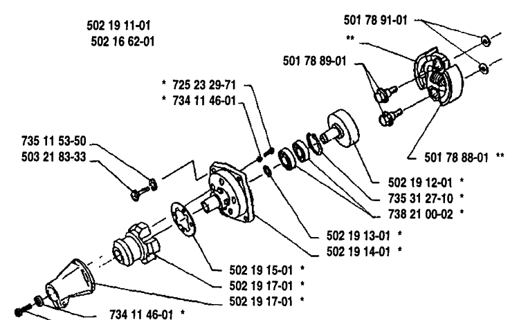 Clutch Assembly Diagram and Parts List for 22RL 1989-09 Husqvarna Trimmer