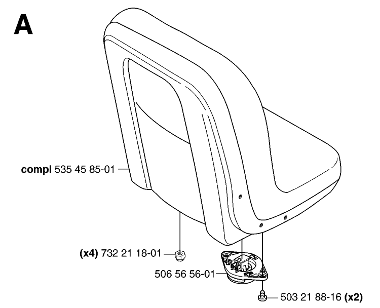 Seat Diagram and Parts List for PR18AWD (953536601)(2005-03) Husqvarna Lawn Mower