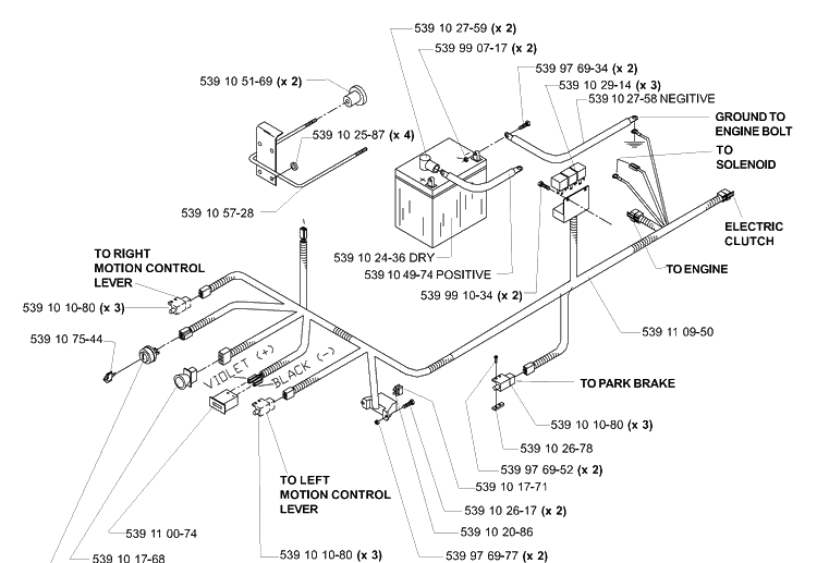 Wiring Assembly Diagram and Parts List for LZ5227TXPKOA (968999309)(2006-02) Husqvarna Lawn Mower