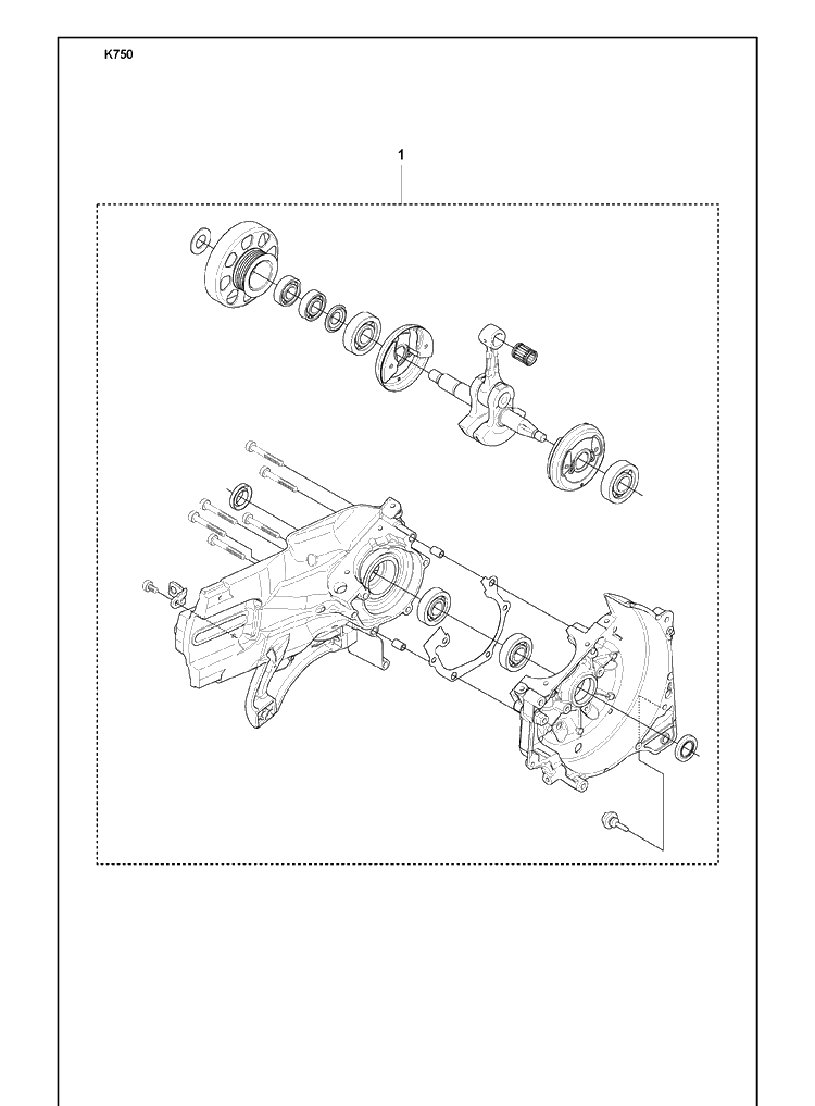 Crankcase Assy Diagram and Parts List for K750 2008-10 Husqvarna Lawn Tractor Accessories