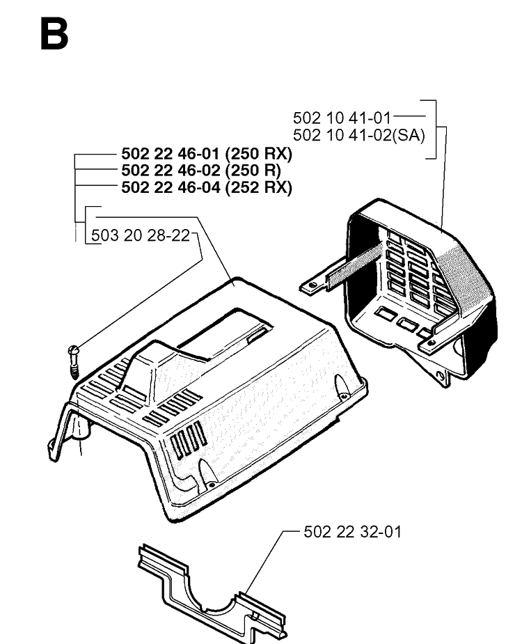 Cylinder Cover Diagram and Parts List for 250RX 19973100001-Current Husqvarna Brush Cutter