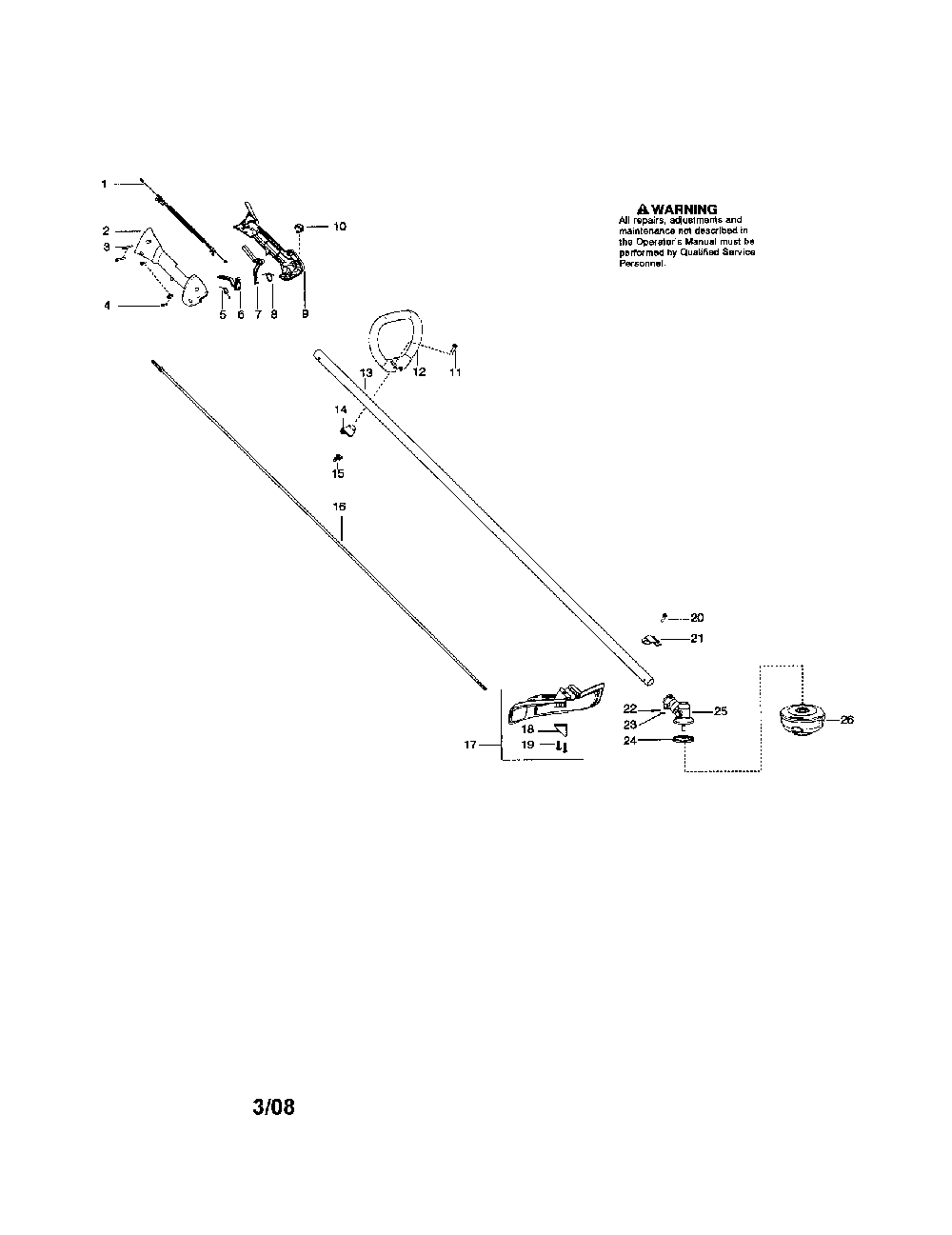 Driveshaft/handle/shield Diagram and Parts List for 125LSST  Husqvarna Trimmer