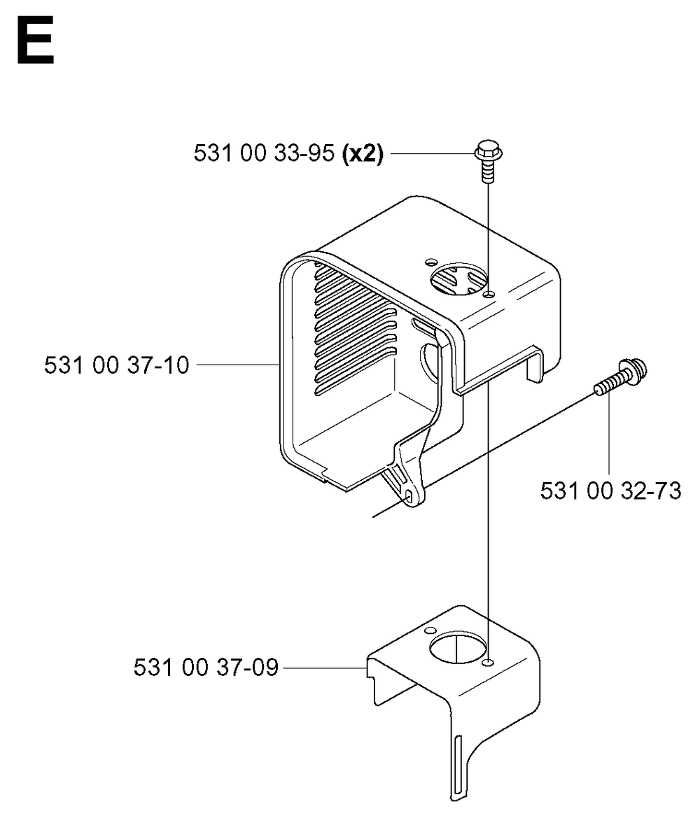 Heat Shield Diagram and Parts List for 155B (TEX54D-EC50)(20041400001-Current)(2004) Husqvarna Leaf Blower / Vacuum