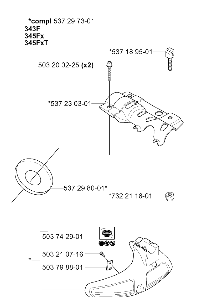 Guards 2 Diagram and Parts List for 20050100001-CURRENT  Husqvarna Edger