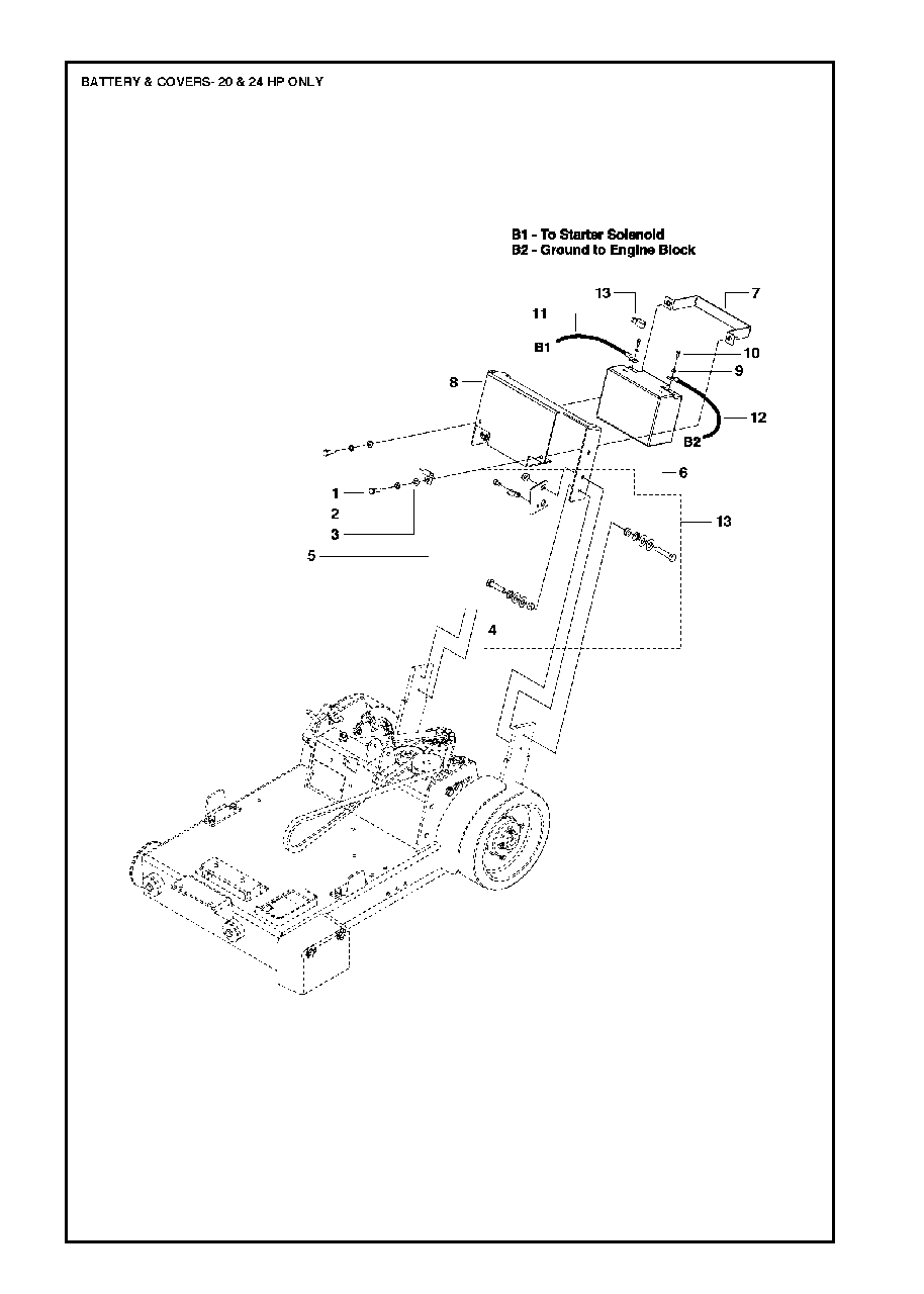 Battery And Covers Diagram and Parts List for FS520 (FS 524)(2007-08) Husqvarna Circular Saw
