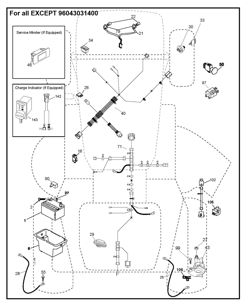 Electrical Diagram and Parts List for TS142 2020 Husqvarna Lawn Tractor