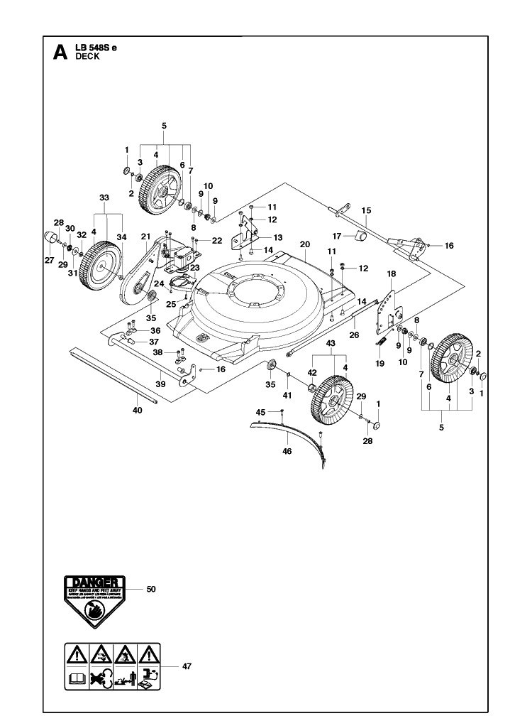 Mower Deck / Cutting Deck Diagram and Parts List for LB548SE  Husqvarna Lawn Mower