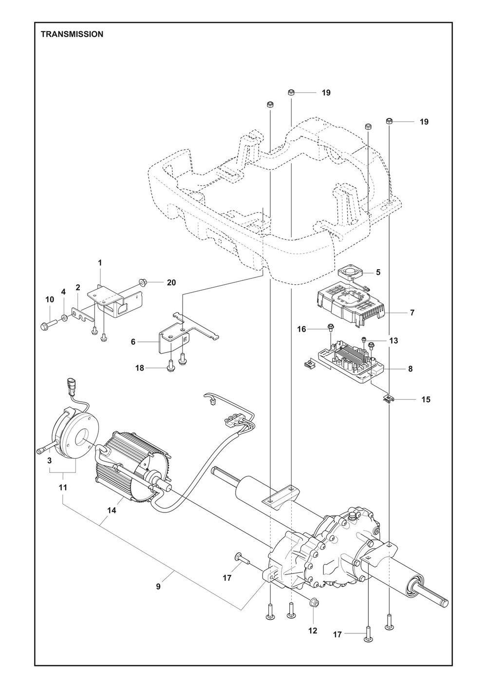 Transmission Diagram and Parts List for R200IX  Husqvarna Lawn Tractor