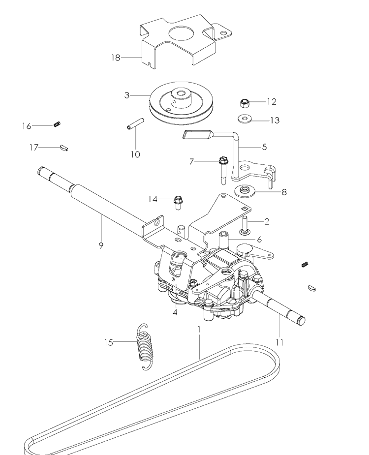 Transmission Diagram and Parts List for W21SK 2007-03 Husqvarna Lawn Mower