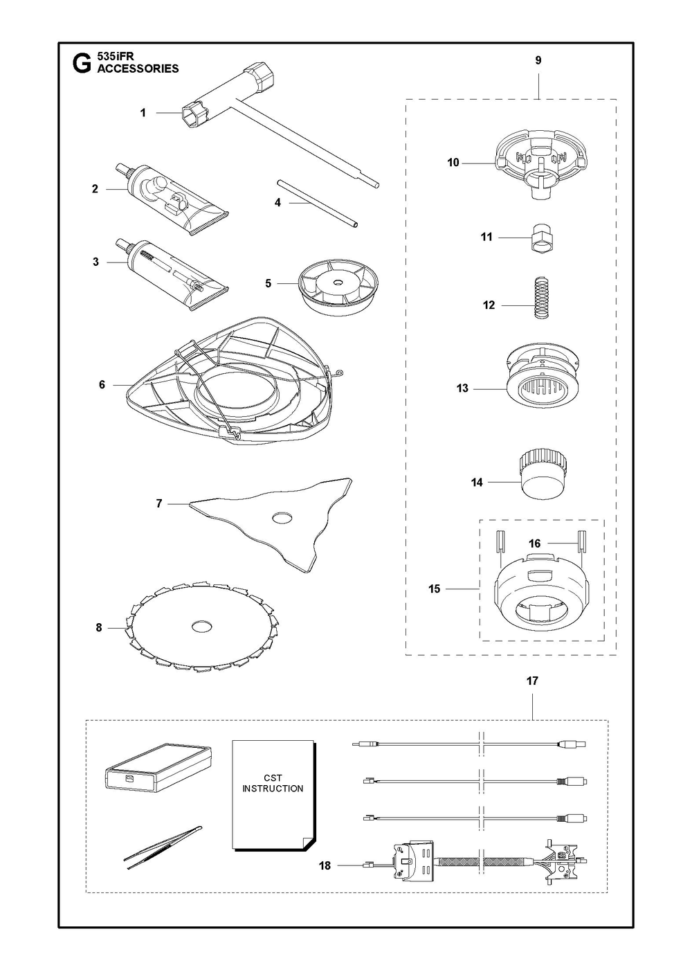 Accessories Diagram and Parts List for 535IFRBT  Husqvarna Brush Cutter