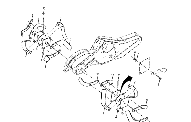 Tine Assembly Diagram and Parts List for 500RTTA (500HRTTA)(2003-11) Husqvarna Cultivator