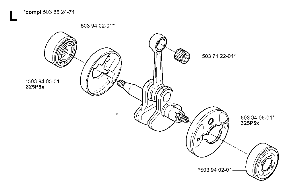 Crankshaft Diagram and Parts List for 323P4 20042300001-20062700000 Husqvarna Pole Saw