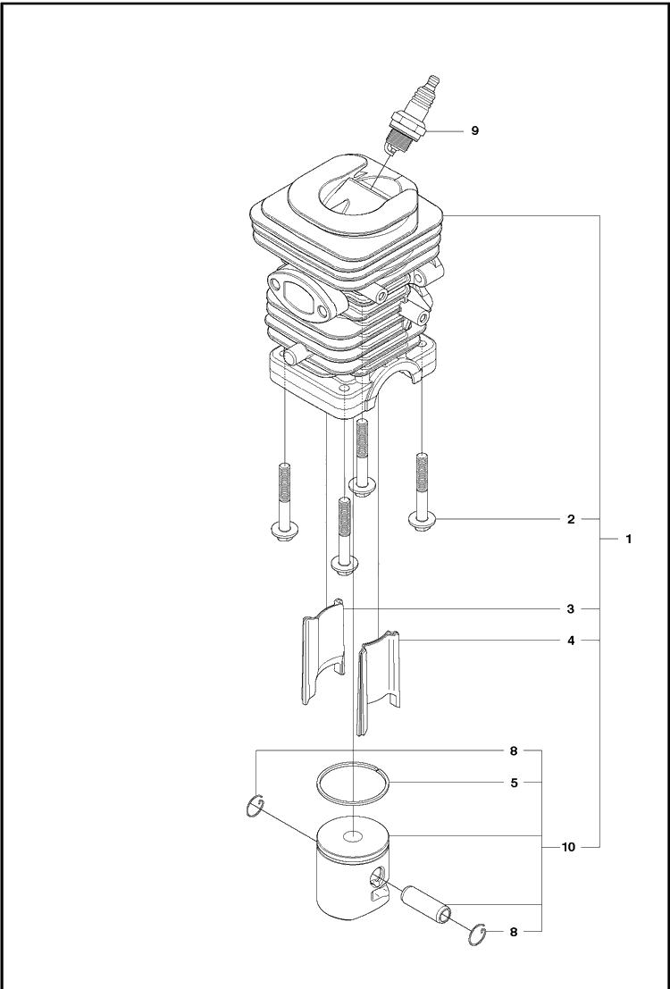 Cylinder Piston Diagram and Parts List for 120MARKII (967861901)(20181800001-Current) Husqvarna Chainsaw