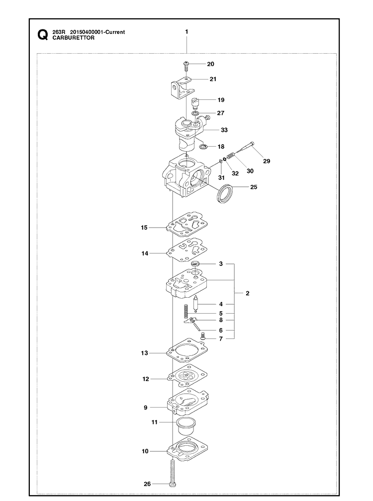 Carburetor Diagram and Parts List for 236R  Husqvarna Brush Cutter
