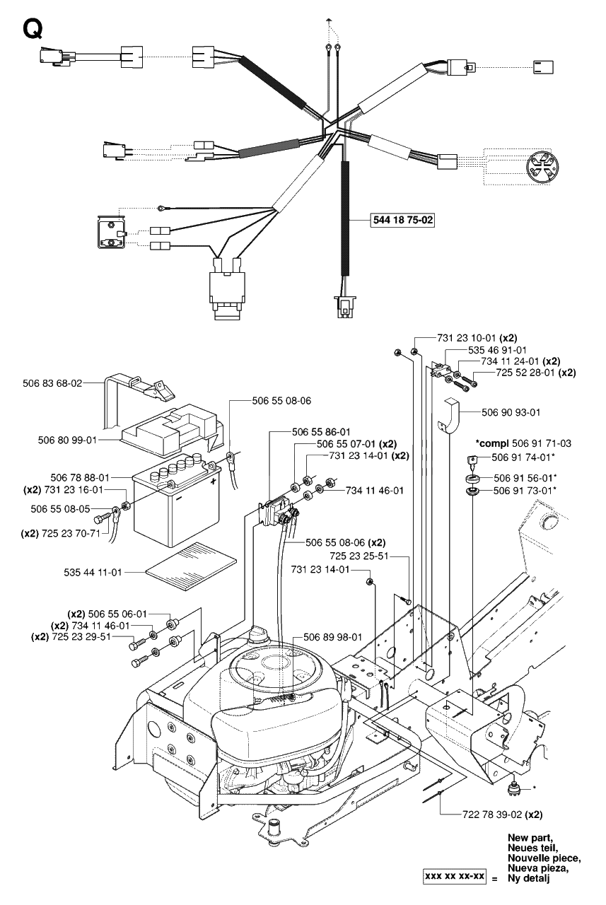 Electrical Diagram and Parts List for R13AWD (965079901)(2006-01) Husqvarna Lawn Tractor