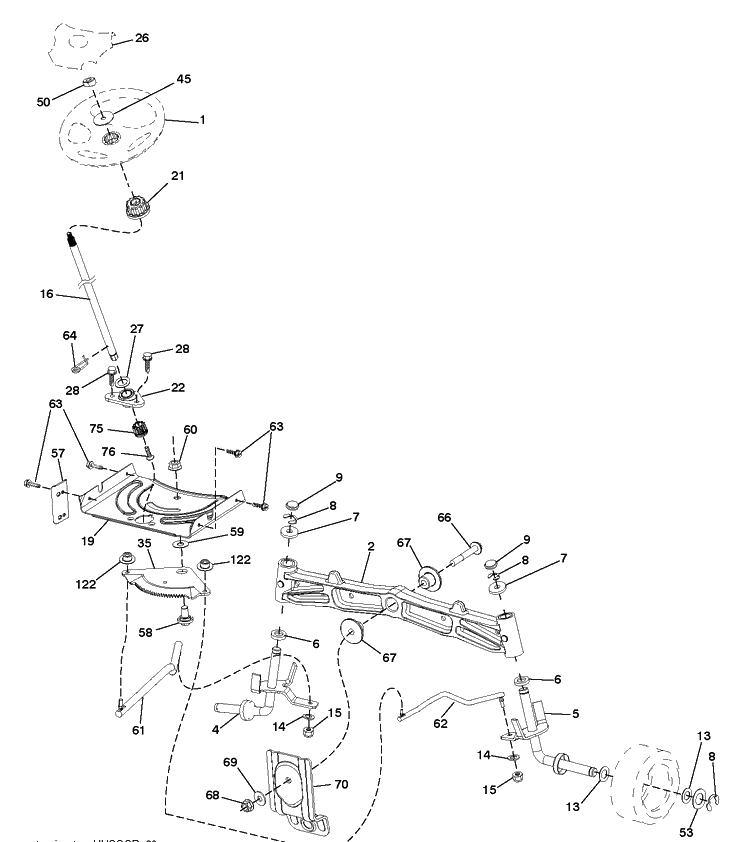 Steering Diagram and Parts List for CTH224TFI (96051011000)(2013-10) Husqvarna Lawn Tractor