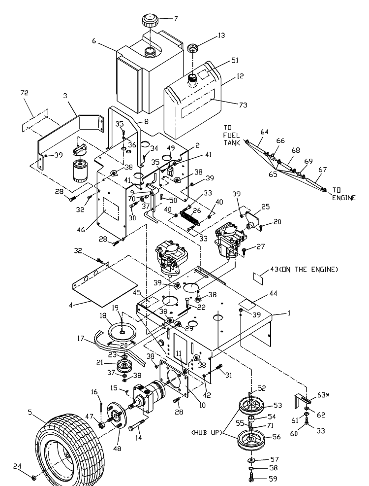 Rear Deck Assembly Diagram and Parts List for WH3615 2001-02 Husqvarna Lawn Mower