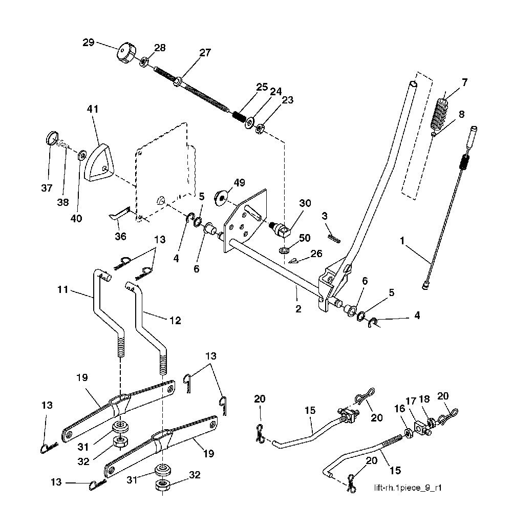 Mower Lift / Deck Lift Diagram and Parts List for CTH150 (TWIN, 96061026000)(2010-01) Husqvarna Lawn Tractor