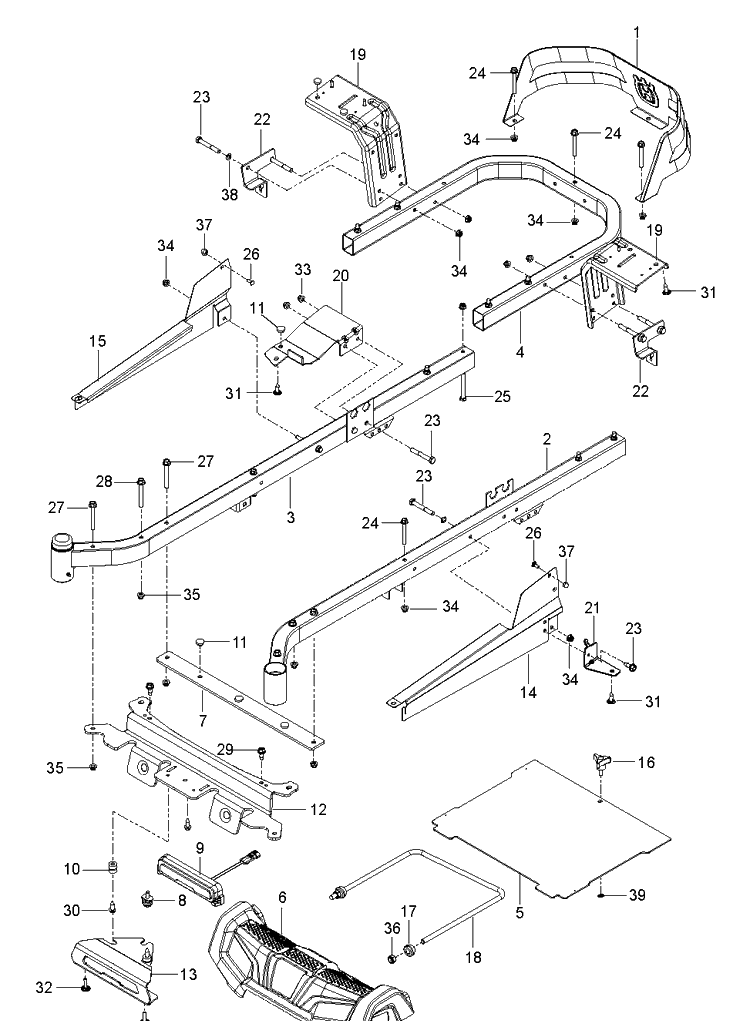 Frame Diagram and Parts List for Z254F (96795400300)(2018-10) Husqvarna Lawn Mower