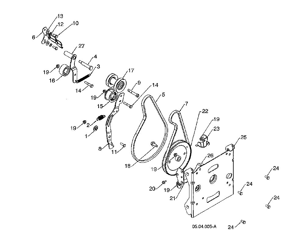 Drive & impeller belts/pulley Diagram and Parts List for 96193009605  Husqvarna Snow Blower