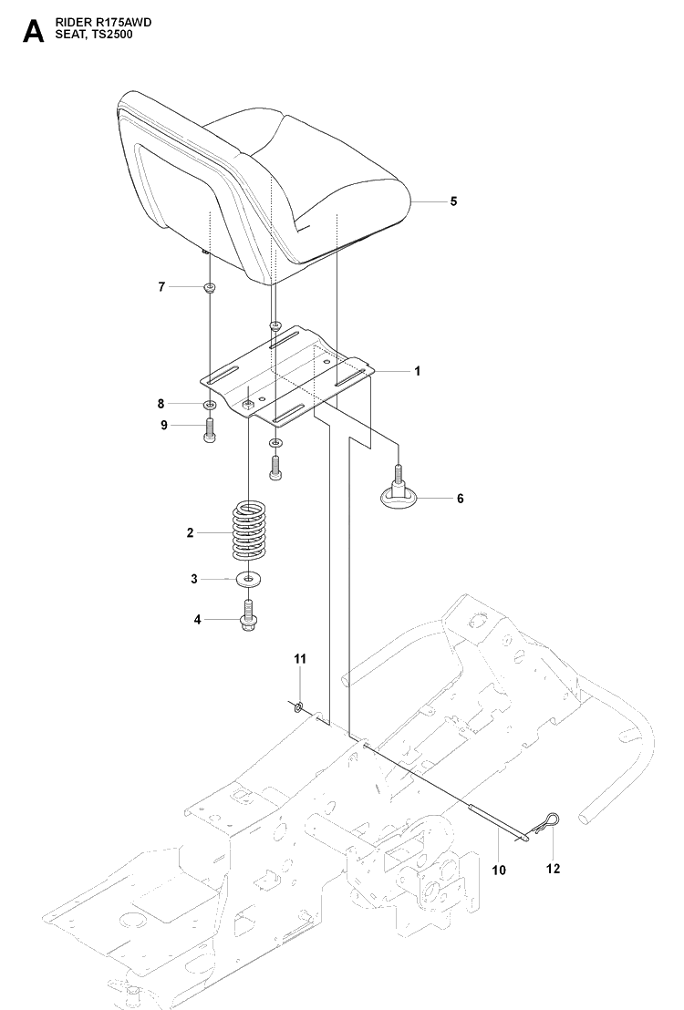 Seat Diagram and Parts List for RIDER175AWD (965105001)(2009-04) Husqvarna Lawn Mower